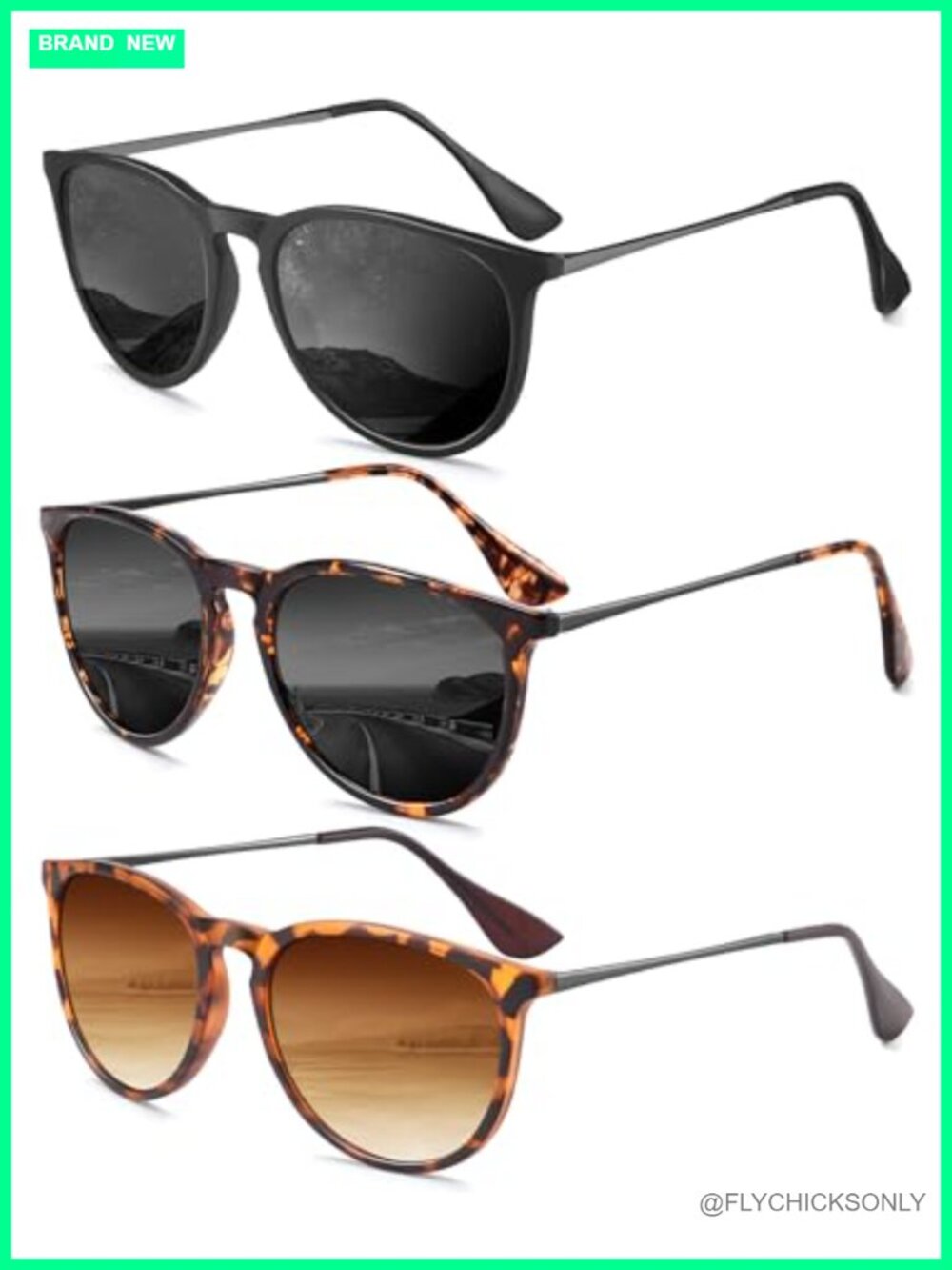 Polarized Retro Round Sunglasses UV400 3-Pack